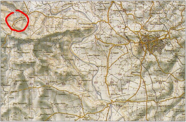 Fig. n. 12. Le località Pietralunga, Poira, Poggio Cocola, monte Castellaccio nella topografia attuale. 