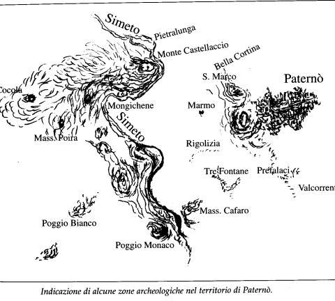 Indicazione di alcune zone archeologiche nel territorio di Paternò