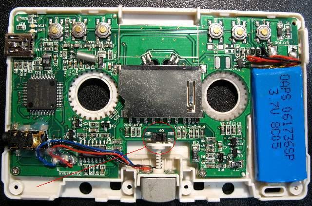 MP3 Cassette adapter interior